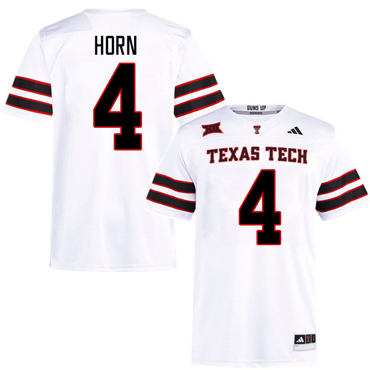 #4 Maurion Horn Texas Tech Red Raiders Jerseys College Football Uniforms Stitched-White